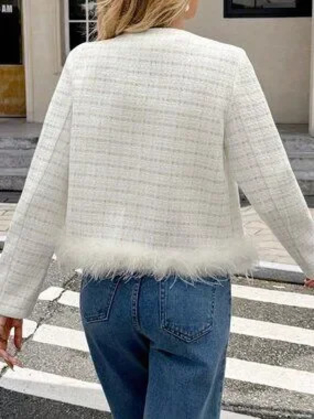 ZARA Apricot Elegant Women's Contrast Faux Fur Patchwork Regular Long Jacket